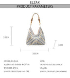 OANEXX Summer Straw Hobo Bags for Women Boho Woven Mesh Beach Tote Bag Large Capacity Crochet Vacation Shoulder Handbag - color: Khaki