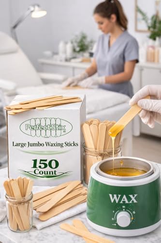 Perfect Stix Jumbo Waxing Sticks for Hair Removal, Wooden, 6 Inches, Body and Face, 150 Count