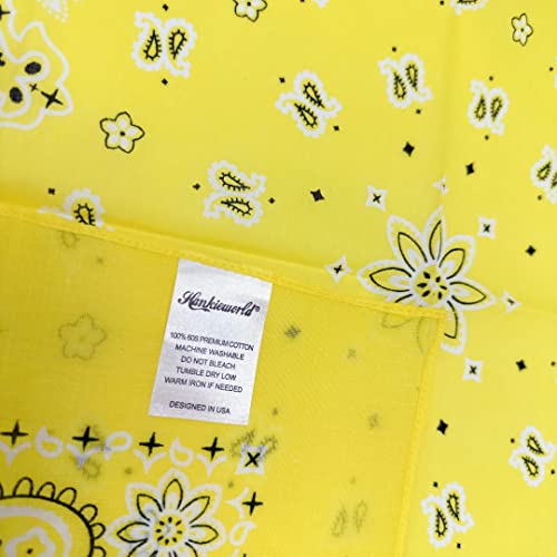 Bandanas for Women and Men，3 Pack Super Soft Thin 60s Preium Cotton 22 inch Handkerchiefs - color: 3 Pack-blazing Yellow