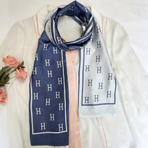 Silk Head Scarf for Hair Fashion Headwrap for Women Lightweight Neck Tie - color: P003-purple Letters