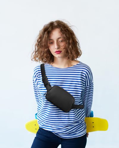 Pritent Fanny Packs for Women Cross Body Bag Waterproof Belt Bag with Adjustable Strap and Zipper Back Pocket Small Crossbody Bags Fashion Waist Packs for Workout Travelling(Black) - color: Black, size: Small