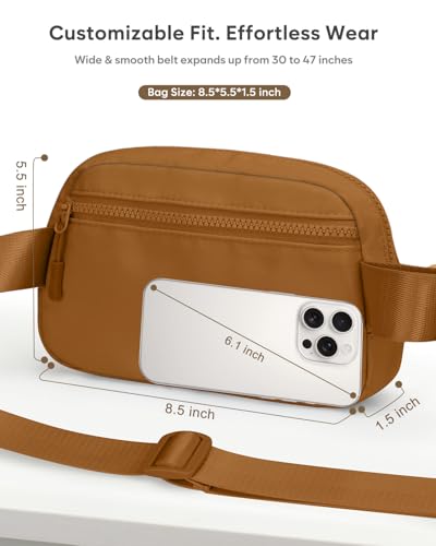 Pritent Fanny Packs for Women Cross Body Bag Waterproof Belt Bag with Adjustable Strap and Zipper Back Pocket Small Crossbody Bags Fashion Waist Packs for Workout Travelling(Brown) - color: Brown, size: Small