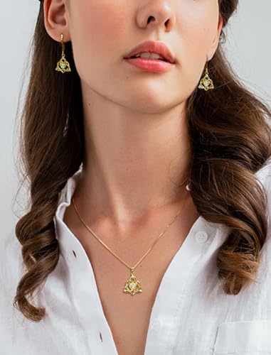 STARCHENIE Celtic Knot Necklace for Women 925 Sterling Silver Trinity Love Knot Pendant Birthstones Jewelry - color: 18K Gold Plated