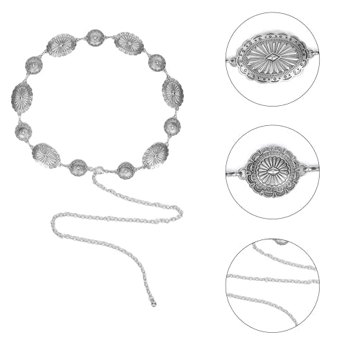 Western-Belts For Woman-Cowgirl-Belt Cowboy-belts for Women - Country Concert Outfit Concho boho belt for Dress - color: Silver