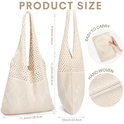 EIMMBD Crochet Bags for Women Beach Totes Bags Aesthetic Summer Tote Shoulder Hippie Bag Knit Bag - color: Standard Beige-a