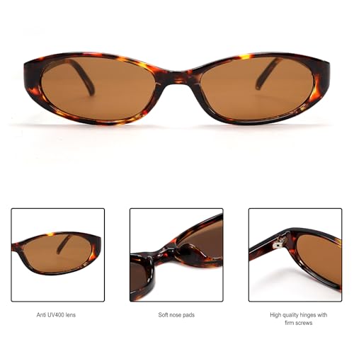 GUVIVI Retro Oval Sunglasses for Women 2026 90s Small Chic Cat Eye Sun Glasses Sunnies Lightweight Shades - color: Tortoise Frame - Brown Lens