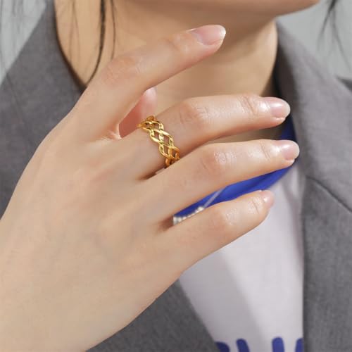 14K Gold Plated Rings for Women Open Adjustable Rings Stackable Rings Charming Rings Statement Rings Thumb Ring Band Finger Rings Vintage Rings Handmade Rings for Men Women Anniversary Birthday Gift - color: Ring03-27