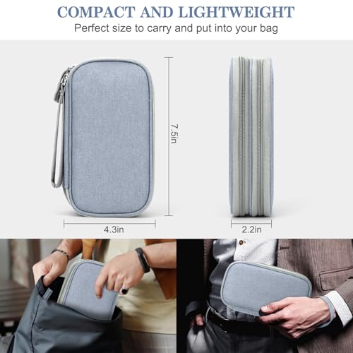 FYY Electronic Organizer, Travel Cable Organizer Bag Pouch Electronic Accessories Carry Case Portable Waterproof Double Layers All-in-One Storage Bag for Cable, Charger, Phone, Earphone Light Grey - color: Light Grey, style: Small