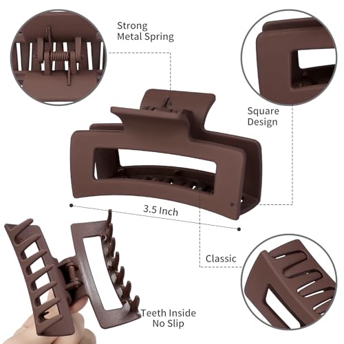 Sisiaipu 3.5 Inch Medium Hair Claw Clips 12 Pcs Square Claw for Thick and Thin Hair Rectangular Rectangle Hair Clips Jaw Clips Bulk Hair Accessories for women and Girls (Regular) - color: Regular