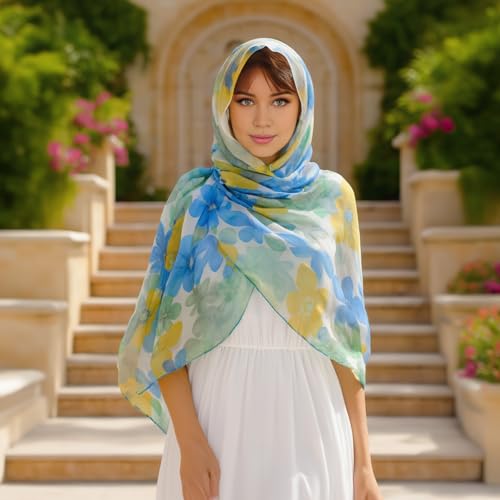 vimate Lightweight Scarf for Women Fashion Head Cover Hijab Cotton Voile Scarf Shawl Wrap for Spring Fall Winter Season - color: F2#.style 71