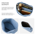 Handmade Woven Bag Satchel Handbag For Women Vegan Leather Tote Bag With Purses Travel Shoulder Bag Underarm Bag - color: Light Blue
