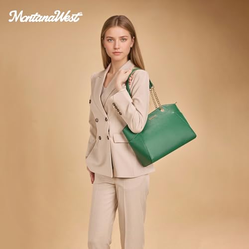 Montana West Tote Bag for Women Chain Top-handle Handbags - color: M Green