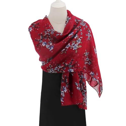 vimate Lightweight Scarf for Women Fashion Head Cover Hijab Cotton Voile Scarf Shawl Wrap for Spring Fall Winter Season - color: K1#.style 26