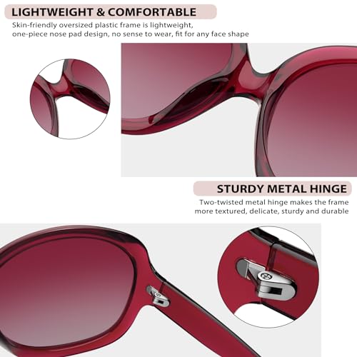 Joopin Oversized Sunglasses Womens Trendy Polarized Large Driving Sun Glasses Ladies UV Protective Big Sunnies Shades - color: B18-transparent Rose Red