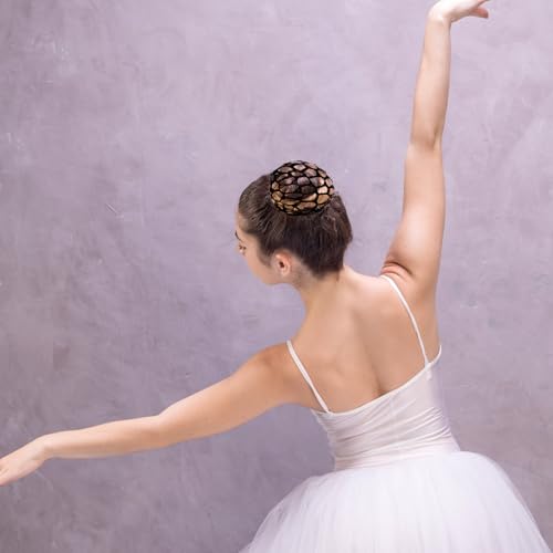 3 PCS Hair Nets for Buns, Elastic Invisible Women Hair Nets Handmade Crochet Scrunchies Bun Holders for Women Skating Ballet and Dance Accessories, Black