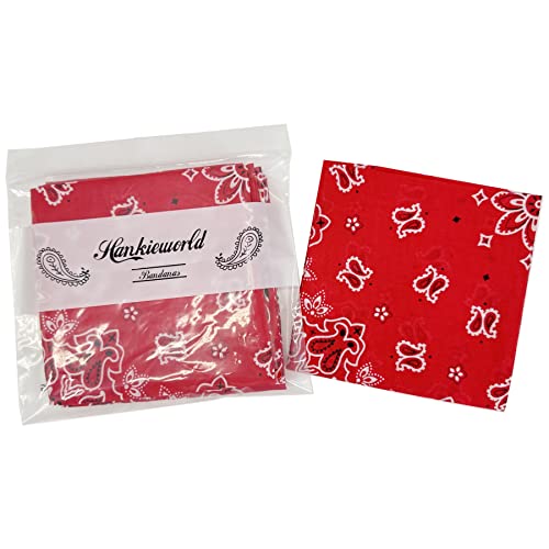 Bandanas for Women and Men，3 Pack Super Soft Thin 60s Preium Cotton 22 inch Handkerchiefs - color: 3 Pack-red