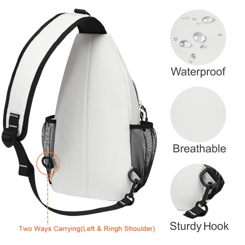MOSISO Sling Backpack, Multipurpose Crossbody Shoulder Bag Travel Hiking Daypack - color: Ivory White