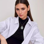 Handmade Teardrop Turquoise Earrings Necklace Set for Women Bohemia Tribal Antique Ethnic Style Earring Delicate Teardrop Gemstone Dangle Drop Statement Earrings Western Jewelry - color: Silver