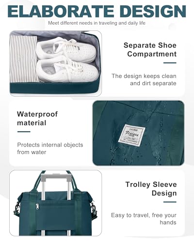 Spirit Travel Duffel Bag - 18x14x8 Inches Weekender Overnight Bag with Shoes Compartment, Trolley Sleeve, Carry On for Airplanes, Gym Tote - Dark Blue - color: H3-DarkBlue, size: Large