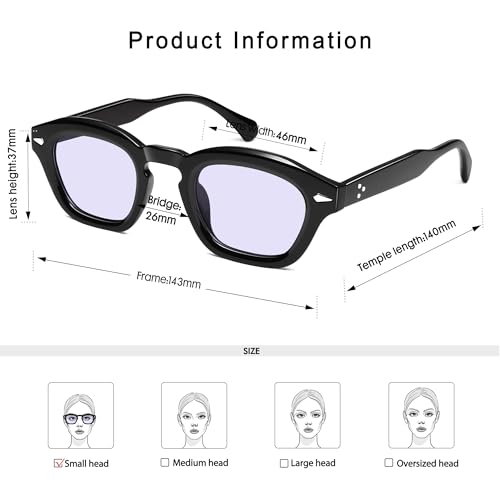 Appassal Small Retro Square Sunglasses for Women Mens Rectangle Sunnies AP3680 - color: Black/Clear Purple