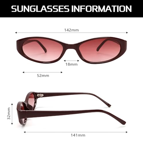 GUVIVI Retro Oval Sunglasses for Women 2026 90s Small Chic Cat Eye Sun Glasses Sunnies Lightweight Shades - color: 2 Pack Redwine + Black