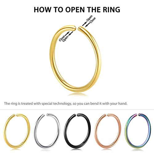 1-16Pcs 16G 18G 20G 22G Nose Rings Hoops Nose Piercings Fake Nose Ring Fake Septum Nose Ring Fake Lip Rings Fake Septum Piercing Fake Nose Piercing Fake Nose Hoop Faux Nose Rings Clip On Nose Cuffs Nose Piercing Jewelry Nose Rings for Women Men Nose Hoops