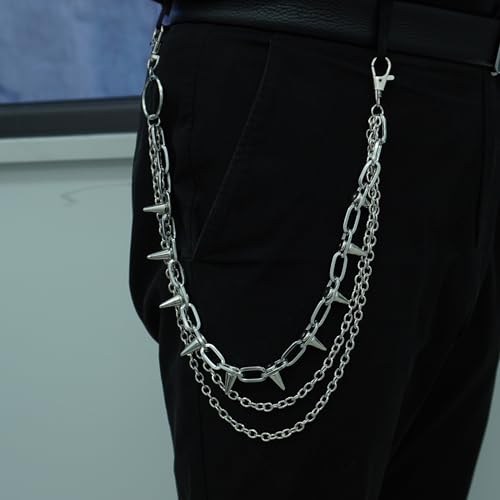 Layered Pants Chain keychain for Women Men Punk Wallet Chains Hiphop Jeans Keychain Halloween Jewelry - style: E-bullet chain 2