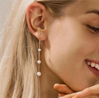 Hayopi Pearl Earrings for Women - Dainty Gold Dangle Drop Earrings, 14k Gold Plated Cute Bow Design, Hypoallergenic Pearl Studs, Wedding Jewelry Gifts - color: GOLD-3 dangle pearl earrings