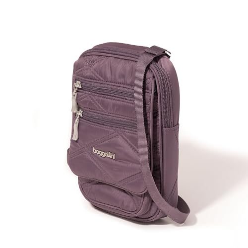 Baggallini Journey Crossbody Bags for Women 9x6 Small Lightweight Travel Handbag W/RFID - color: Vintage Purple Quilt