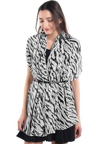 Womens Leopard Print Scarves - Fashion Cheetah Wrap Scarves Long Soft Lightweight Sunscreen Scarf for All Seasons - color: Zebra Stripes
