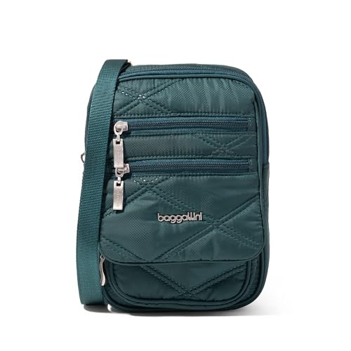 Baggallini Journey Crossbody Bags for Women 9x6 Small Lightweight Travel Handbag W/RFID - color: Emerald Quilt