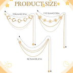3Pcs Layered Waist Chains for Women Gold Multilayer Metal Adjustable Fashion Accessories Dress Hip Chain Belt - style: Boho Gold Sunflower