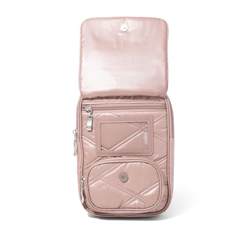 Baggallini Journey Crossbody Bags for Women 9x6 Small Lightweight Travel Handbag W/RFID - color: Rose Metallic Quilt