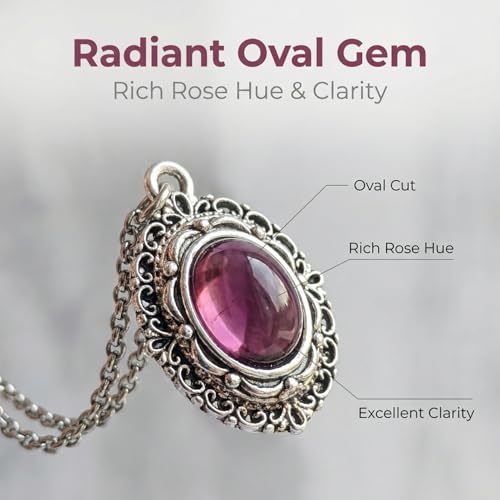 Gothic Vintage Gem Pendant Necklace | Victorian Style Filigree Silver-Tone Jewelry | Ideal Gift for Party Cosplay & Daily Wear - color: Purple