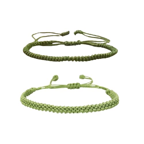 1/2Pcs Set Tibetan Rope Braided Rope String Adjustable Bracelet for Women Men Jewelry Handmade Bohemian Lucky Protection Bracelet Colorful - color: 2 green