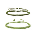 1/2Pcs Set Tibetan Rope Braided Rope String Adjustable Bracelet for Women Men Jewelry Handmade Bohemian Lucky Protection Bracelet Colorful - color: 2 green