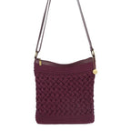 The Sak Lucia Crossbody Bag in Crochet, Convertible Purse with Adjustable Shoulder Strap - color: Black Cherry Weave