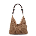 OANEXX Summer Straw Hobo Bags for Women Boho Woven Mesh Beach Tote Bag Large Capacity Crochet Vacation Shoulder Handbag - color: Brown