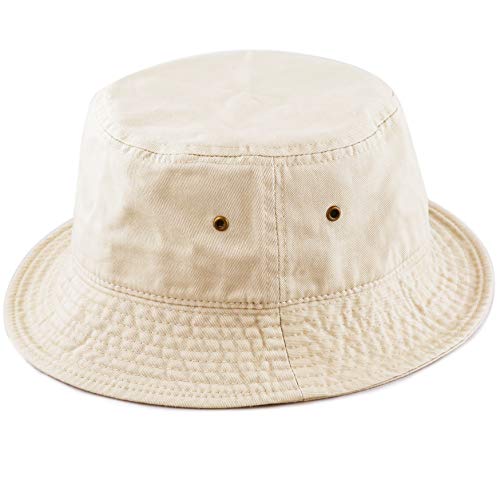 Cotton Bucket Hat Packable Sun Hat – Unisex Summer Travel Beach Fisherman Hat for Men Women Outdoor Fishing Hiking - color: Putty, size: Small-Medium