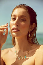 Pearl Choker Necklaces With Multi Beach Charms Shell Conch Starfish Jewelry - style: XL22603A