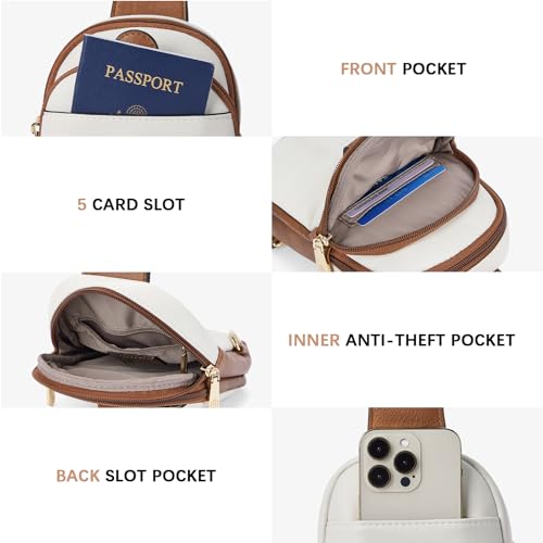 BOSTANTEN Small Sling Bag Crossbody Bags for Women Trendy Crossbody Purse Leather Chest Bag - color: A-beige