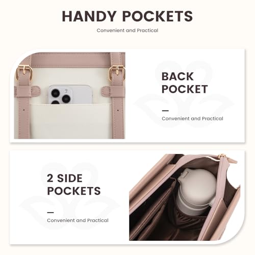 LOVEVOOK Laptop Tote for Women, 15.6 inch Canvas Laptop Bag with Clutch Purse, Computer Office Business Briefcase, Casual Handbag for Travel College Teacher School - color: Rosy Brown, size: 15.6 inch