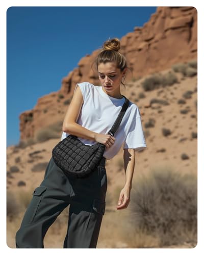 BAGSMART Quilted Crossbody Bag for Women, Lightweight Puffer Purse for Travel, Daily Use & Work | Water-resistant, Puffy Shoulder Bag, w/ Adjustable Strap, Light & Comfortable, Hands-free Bags, Travel Essentials - color: F-moonlight Gray, size: Small