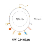 Pearl Choker Necklaces With Multi Beach Charms Shell Conch Starfish Jewelry - style: XL22601A