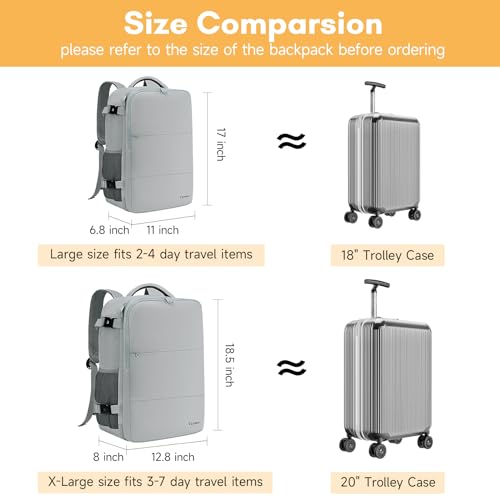 Taygeer Carry On Backpack for Men Women, Travel Backpack with Water Bottle Pocket & Shoe Pouch, Laptop Mochila 17.3inch Flight Approved, College Teacher Tote Bag for Business Travel, Grey - color: Elephantgray, size: X-Large