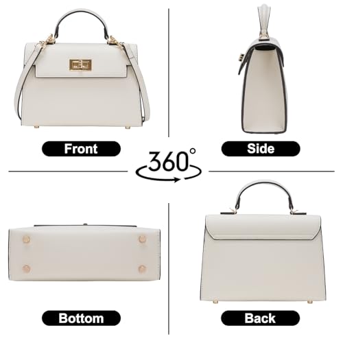 Leather Crossbody Handbag and Mini Luxury Shoulder Bag - Top Handle Purse with Adjustable Strap - color: White
