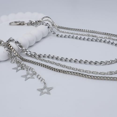 Layered Pants Chain keychain for Women Men Punk Wallet Chains Hiphop Jeans Keychain Halloween Jewelry - style: G-three layered chain with star