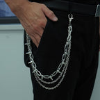 Layered Pants Chain keychain for Women Men Punk Wallet Chains Hiphop Jeans Keychain Halloween Jewelry - style: E-bullet chain 2