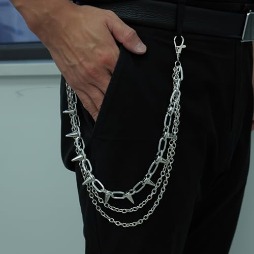 Layered Pants Chain keychain for Women Men Punk Wallet Chains Hiphop Jeans Keychain Halloween Jewelry - style: E-bullet chain 2