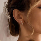 Hayopi Pearl Earrings for Women - Dainty Gold Dangle Drop Earrings, 14k Gold Plated Cute Bow Design, Hypoallergenic Pearl Studs, Wedding Jewelry Gifts - color: GOLD-Inverted Pearl